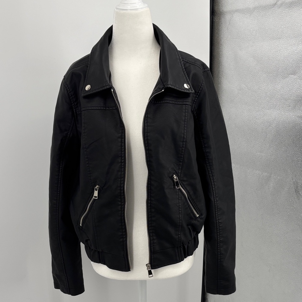 Snobbish Black Soft Faux Leather Jacket, Size Large